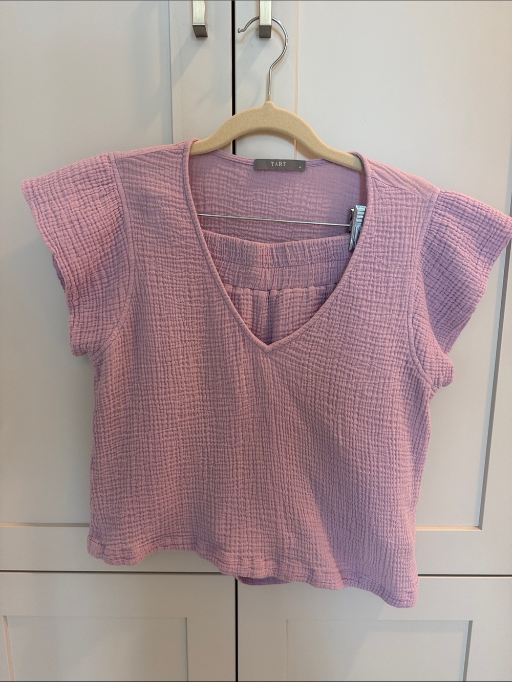 Tart lavender Textured V-Neck Short Set